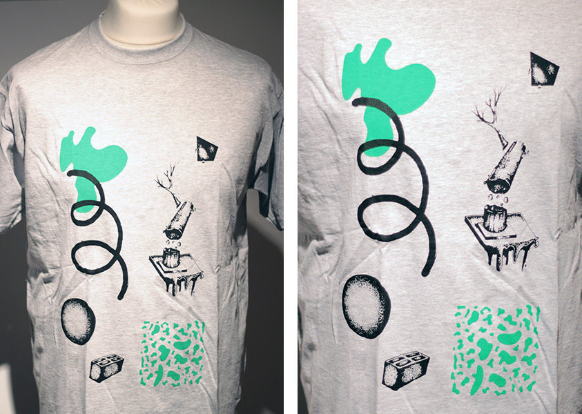 T-Shirt Y84 sérigraphie deux couleurs Noir et Vert, encre à l eau. Design by Y84