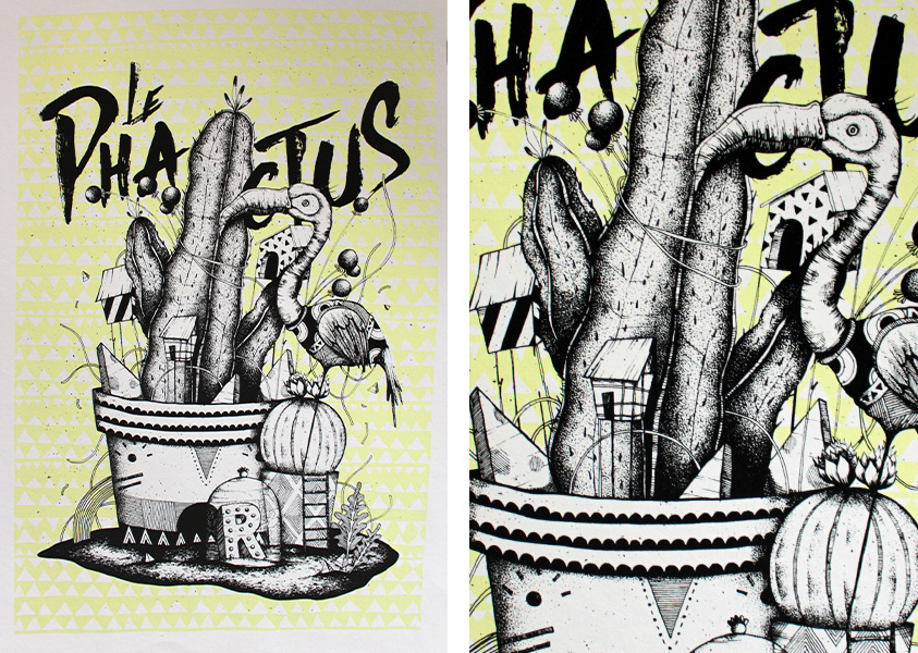 Sérigraphie d'art sur torchons et papier 300gr . Illustration par Missy